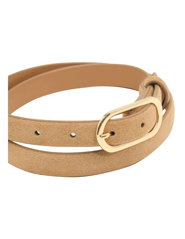 Sierra Leather Skinny Belt in Sand image 2