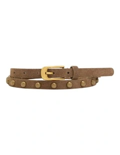 Gloria Skinny Stud Belt in Mushroom