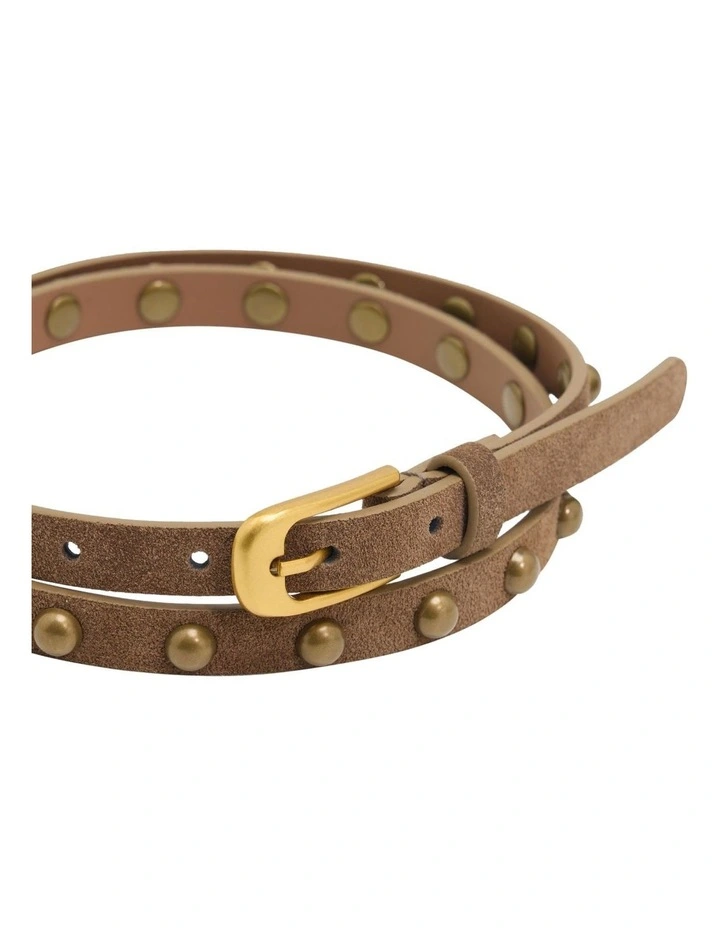 Gloria Skinny Stud Belt in Mushroom image 2