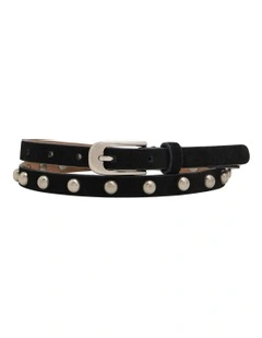 Gloria Skinny Stud Belt in Black