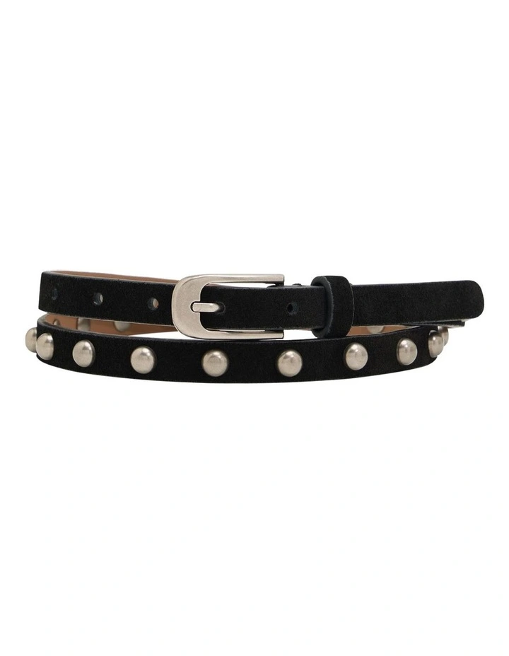 Gloria Skinny Stud Belt in Black image 1