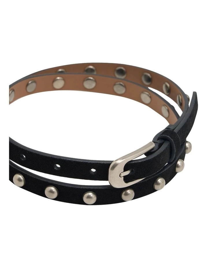 Gloria Skinny Stud Belt in Black image 2