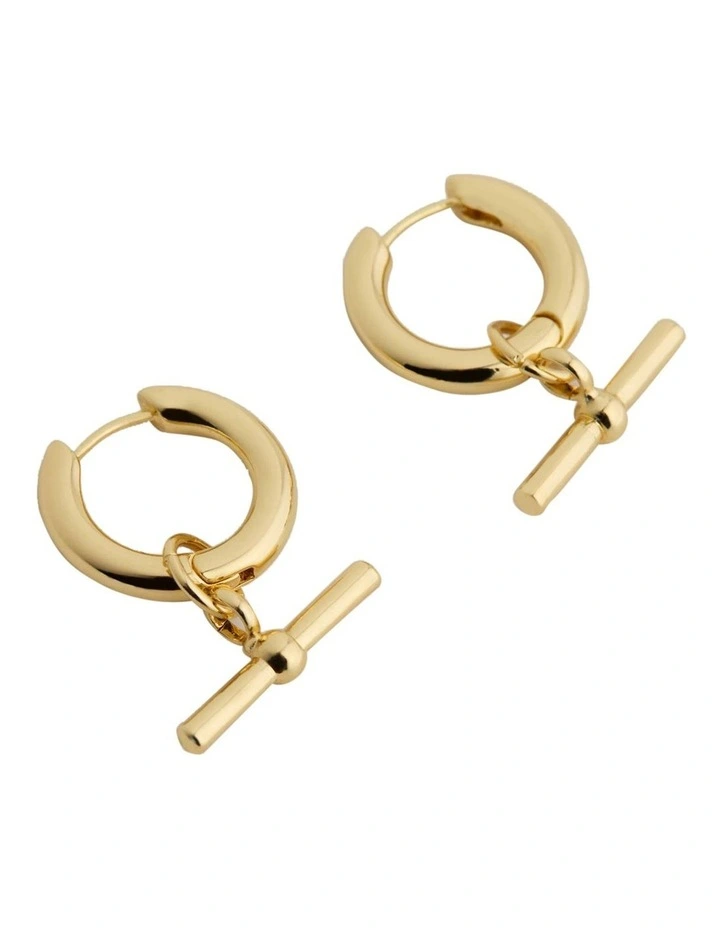 Tiera T-Bar Earrings in Light Gold image 1