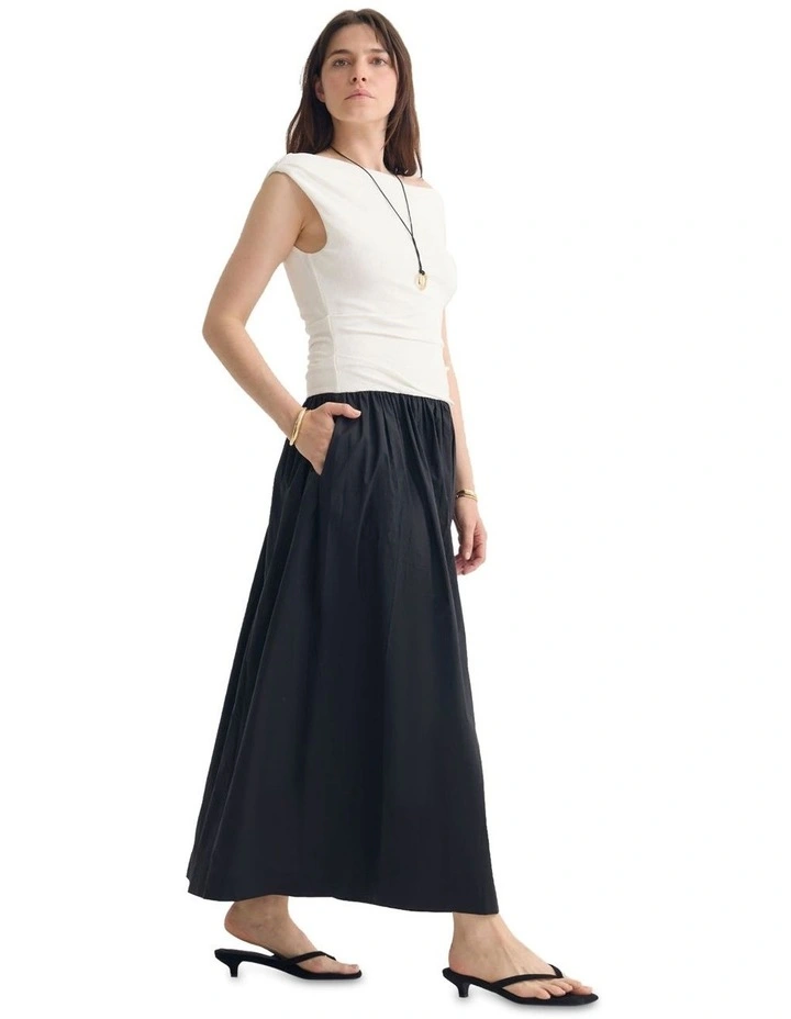Xanthi Cotton Dress in White/Black image 3