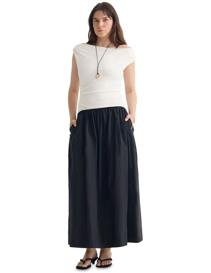 Xanthi Cotton Dress in White/Black image 5