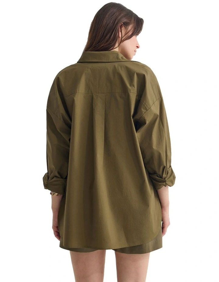 Monica Oversized Shirt in Olive image 2