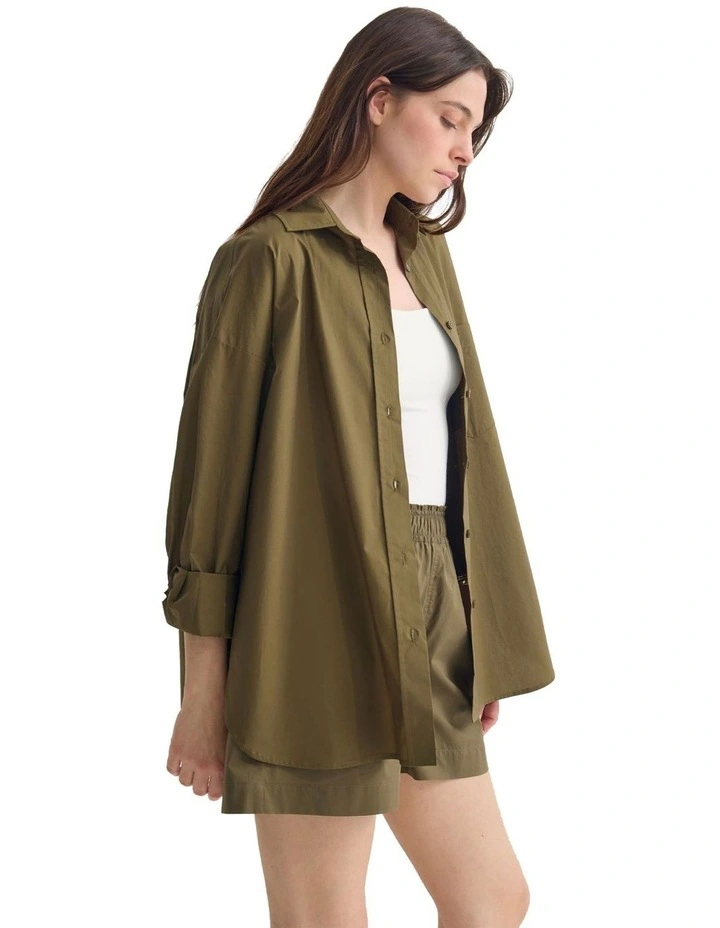 Monica Oversized Shirt in Olive image 3