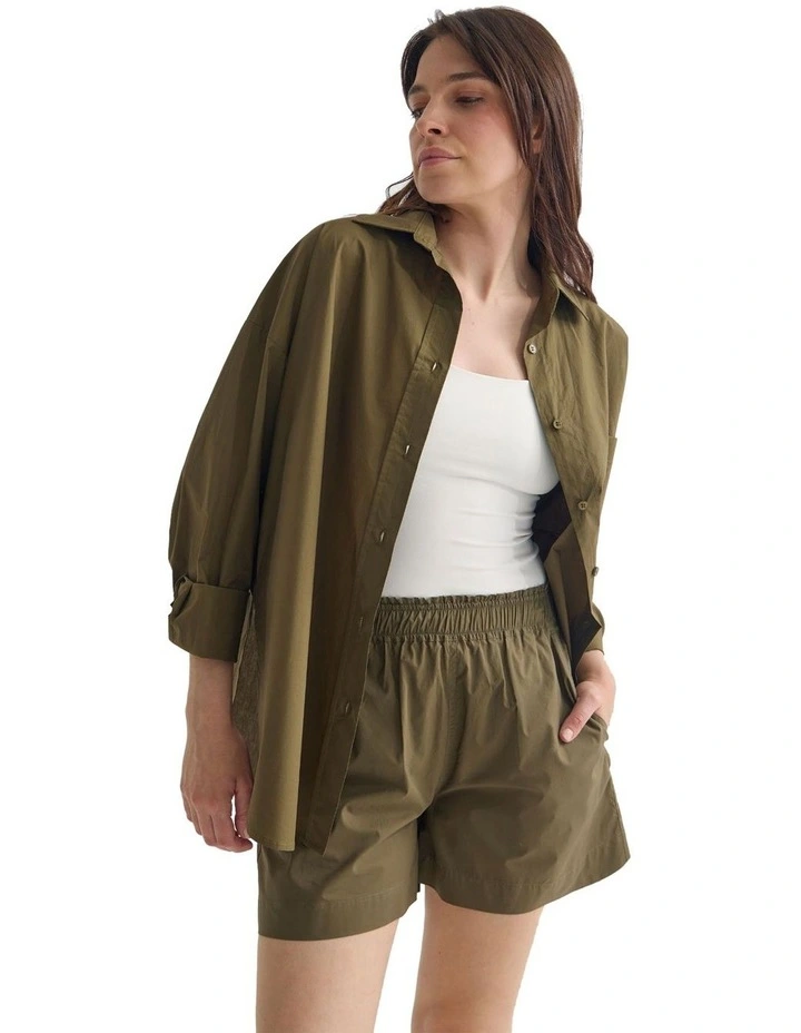 Monica Oversized Shirt in Olive image 4