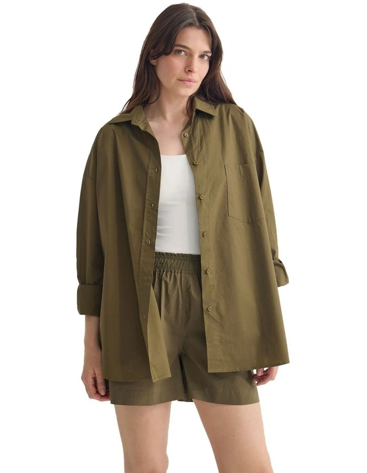 Monica Oversized Shirt in Olive image 5