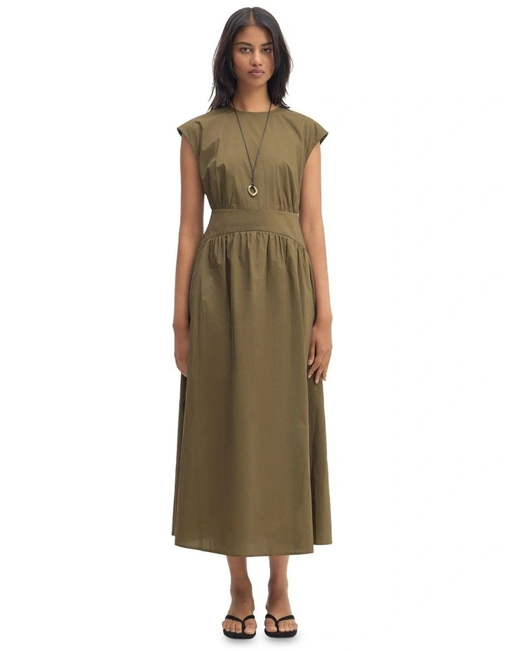 Tropea Poplin Dress in Olive image 1