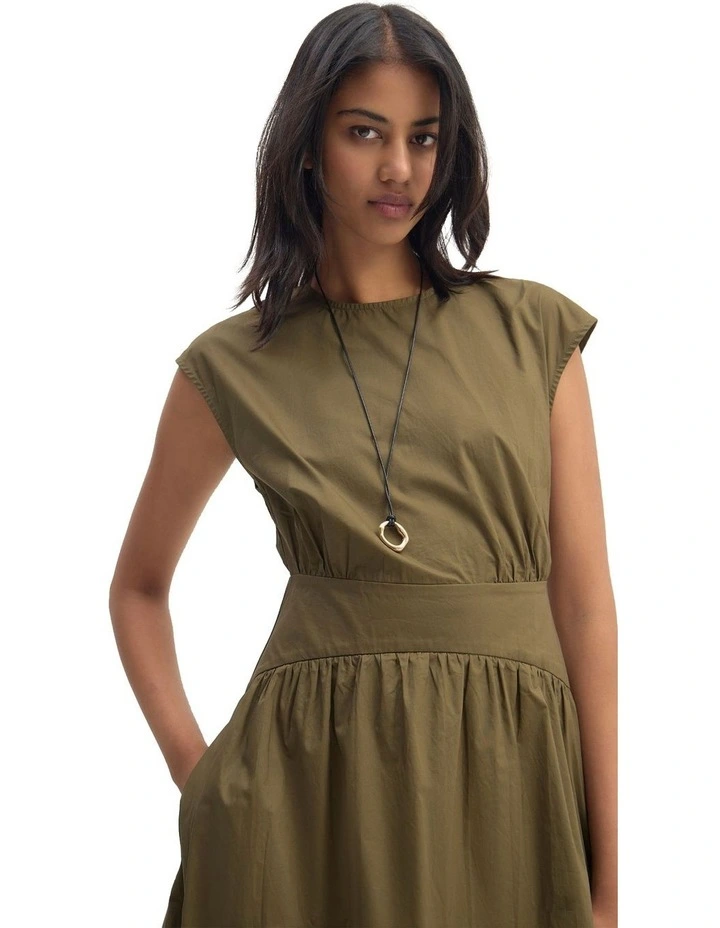 Tropea Poplin Dress in Olive image 3