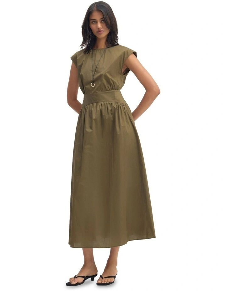Tropea Poplin Dress in Olive image 4