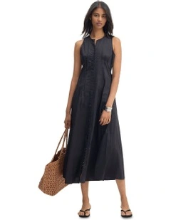 Sorrento Cotton Poplin Dress in Black