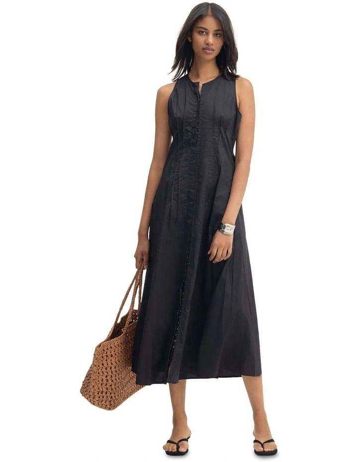 Sorrento Cotton Poplin Dress in Black image 1