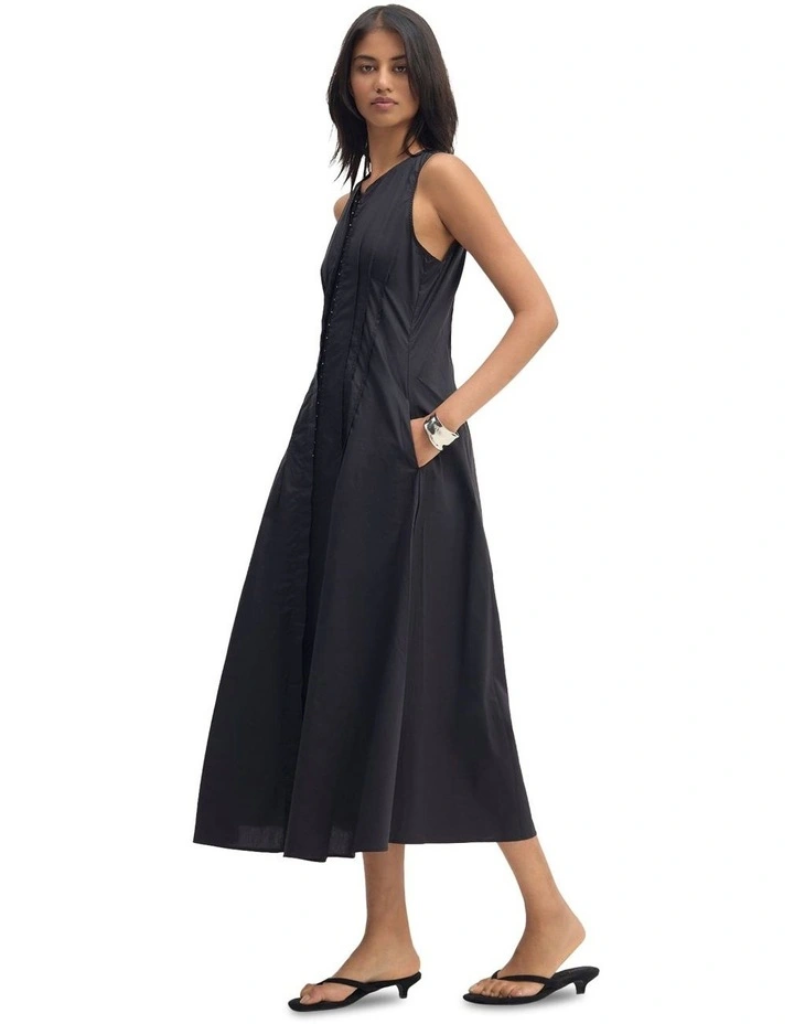 Sorrento Cotton Poplin Dress in Black image 3