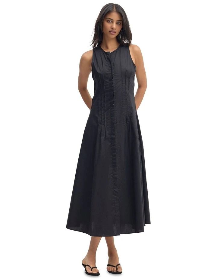 Sorrento Cotton Poplin Dress in Black image 5