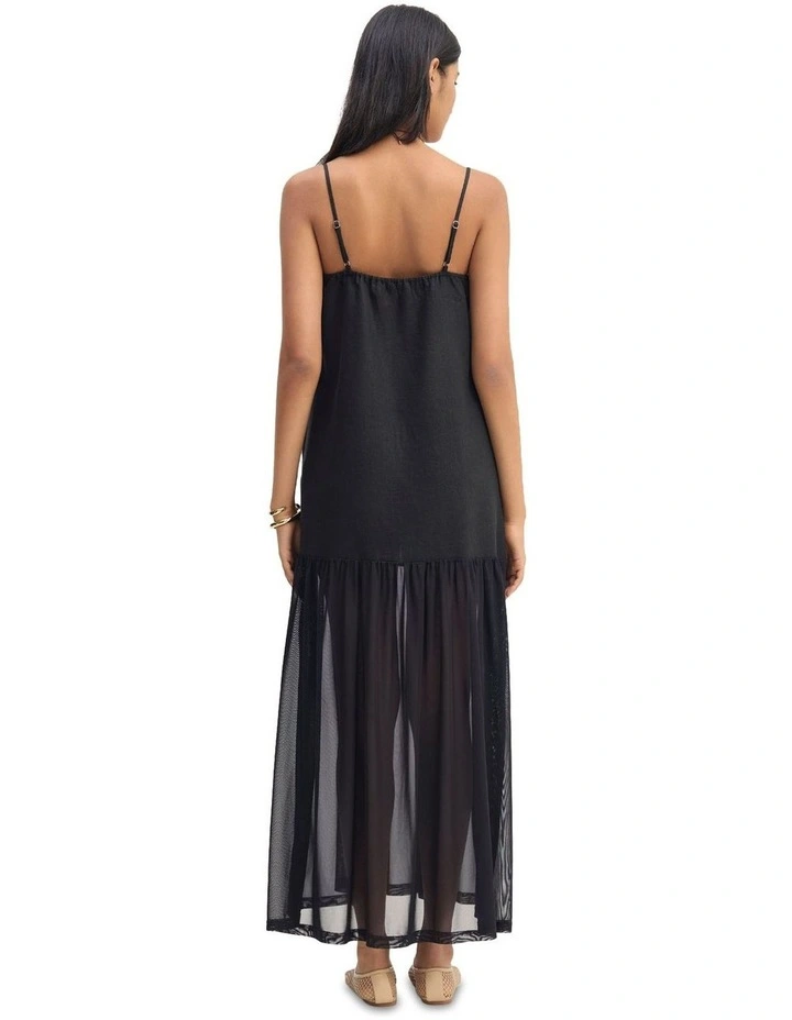 Kristel Linen And Mesh Dress in Black image 2