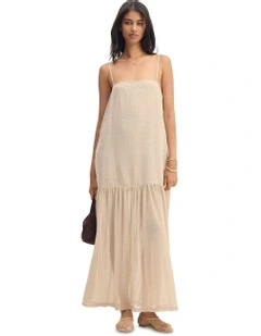 Kristel Linen And Mesh Dress in Sand