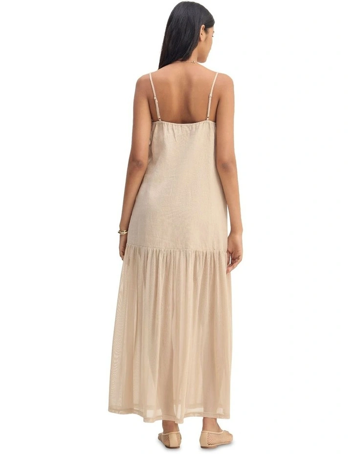 Kristel Linen And Mesh Dress in Sand image 2