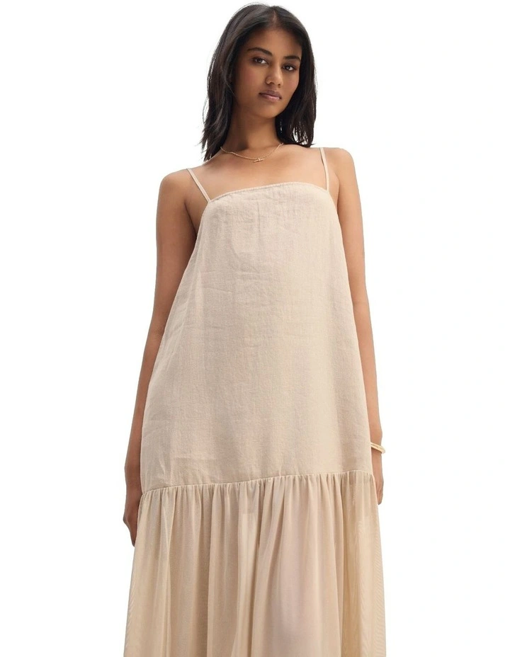 Kristel Linen And Mesh Dress in Sand image 4