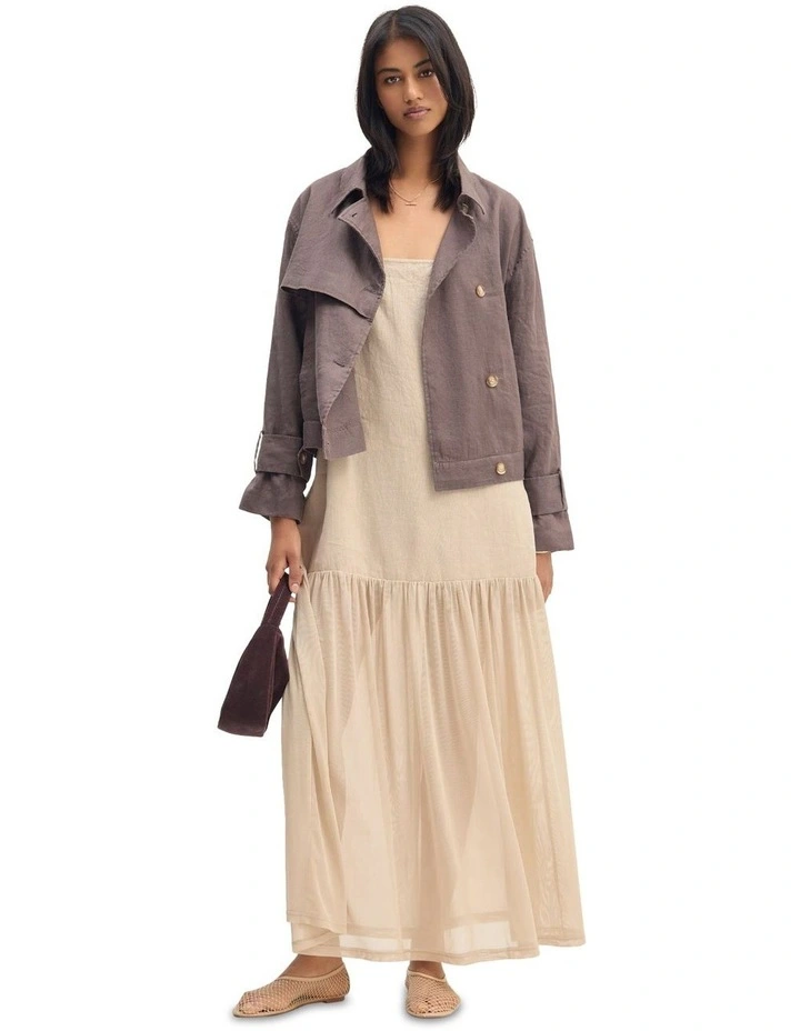 Kristel Linen And Mesh Dress in Sand image 5