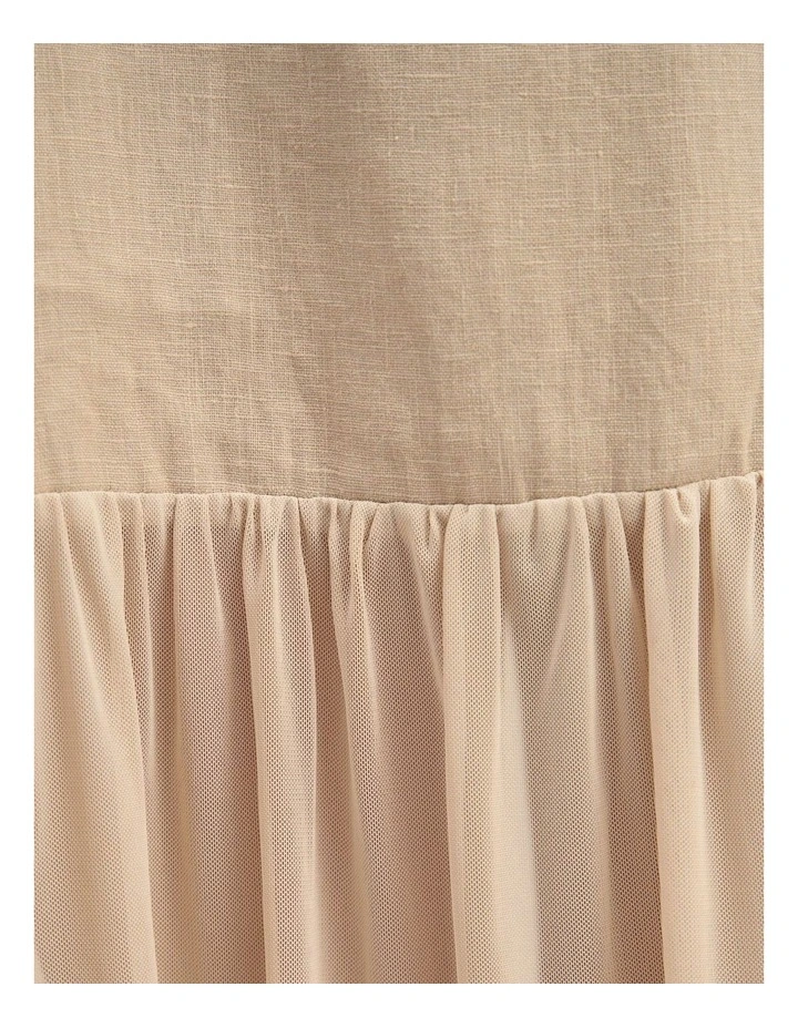 Kristel Linen And Mesh Dress in Sand image 6