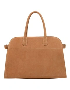 Bridget Top Handle Suede Bag in Tobacco