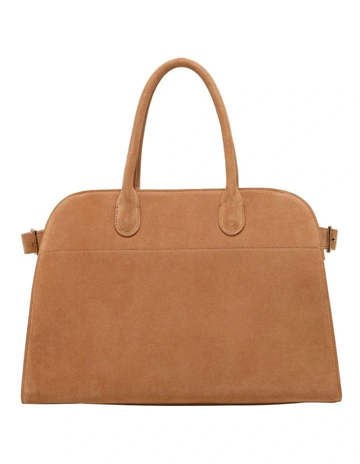 Bridget Top Handle Suede Bag in Tobacco image 1