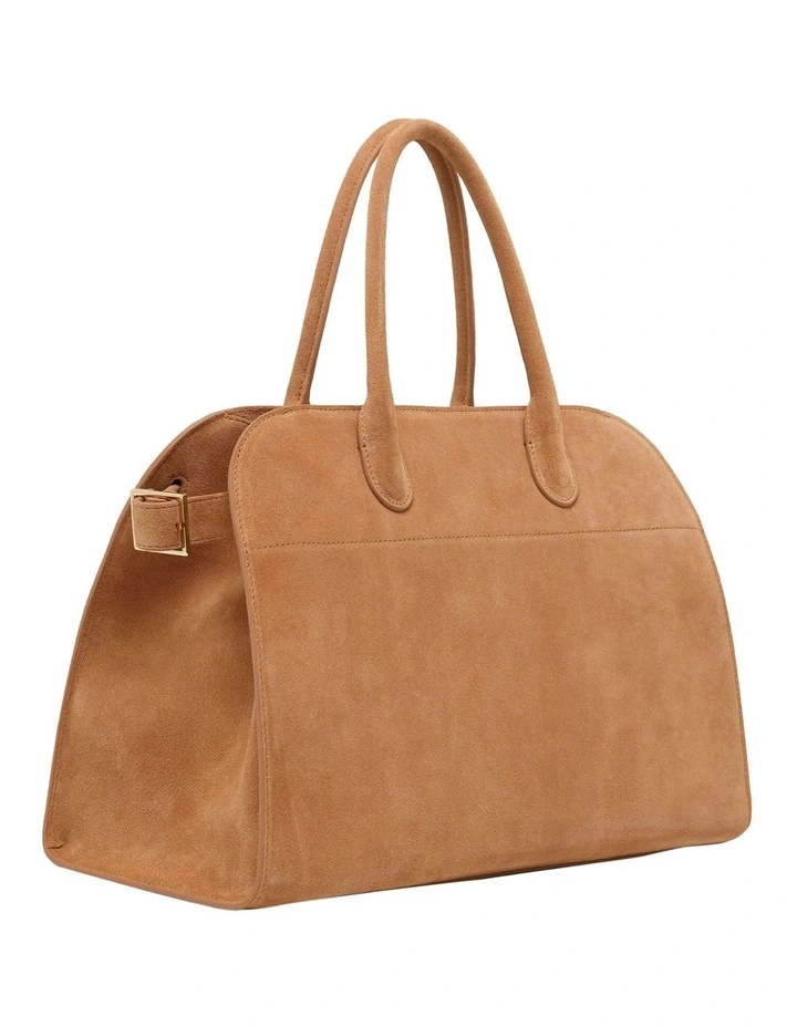 Bridget Top Handle Suede Bag in Tobacco image 2