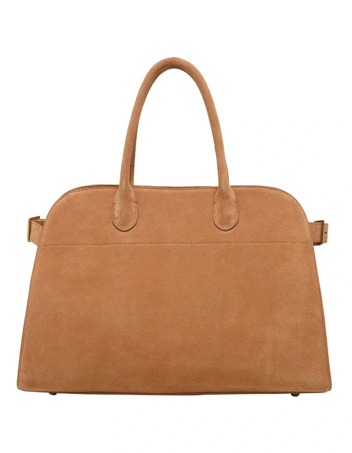 Bridget Top Handle Suede Bag in Tobacco image 3