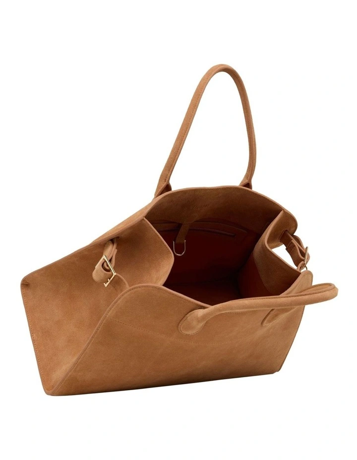 Bridget Top Handle Suede Bag in Tobacco image 5