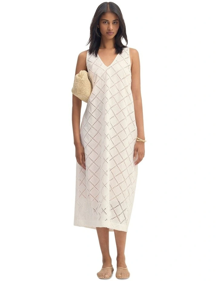 Veronique Cotton Dress in White image 1