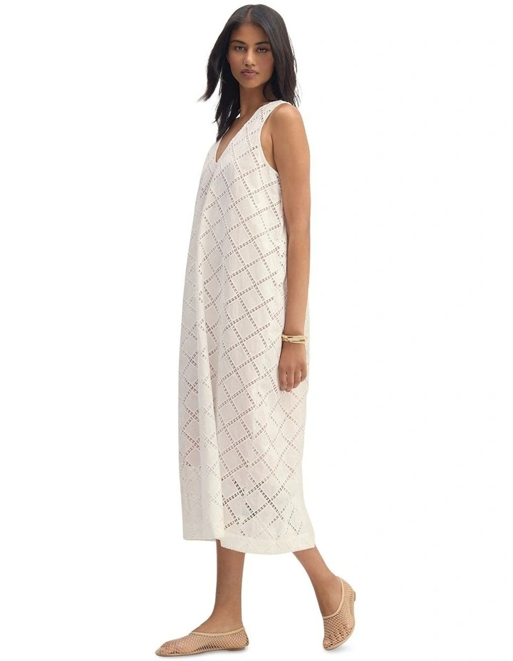 Veronique Cotton Dress in White image 3