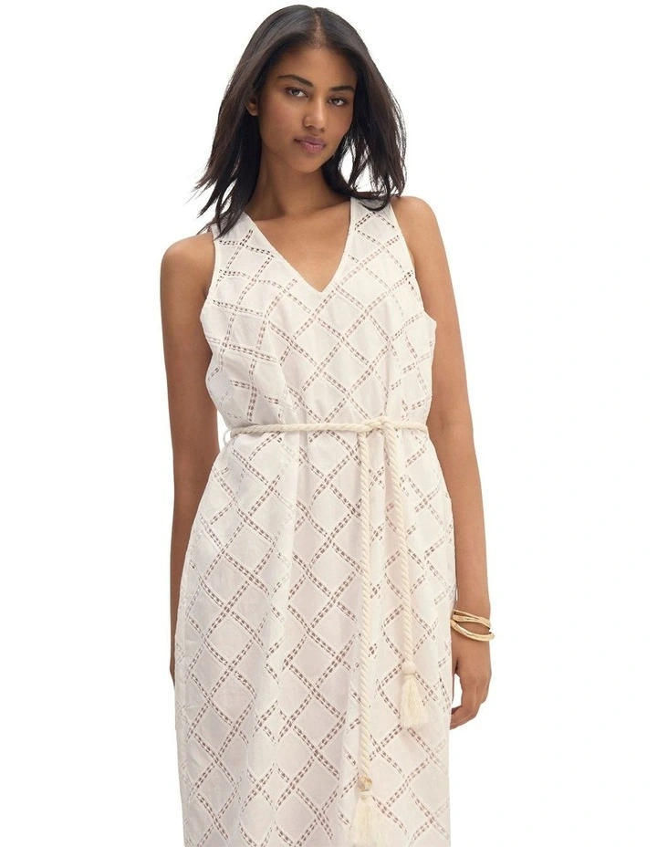 Veronique Cotton Dress in White image 4
