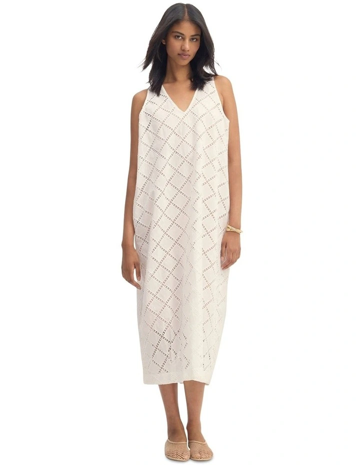 Veronique Cotton Dress in White image 5