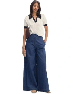 Aimee Pointelle Polo in Ecru