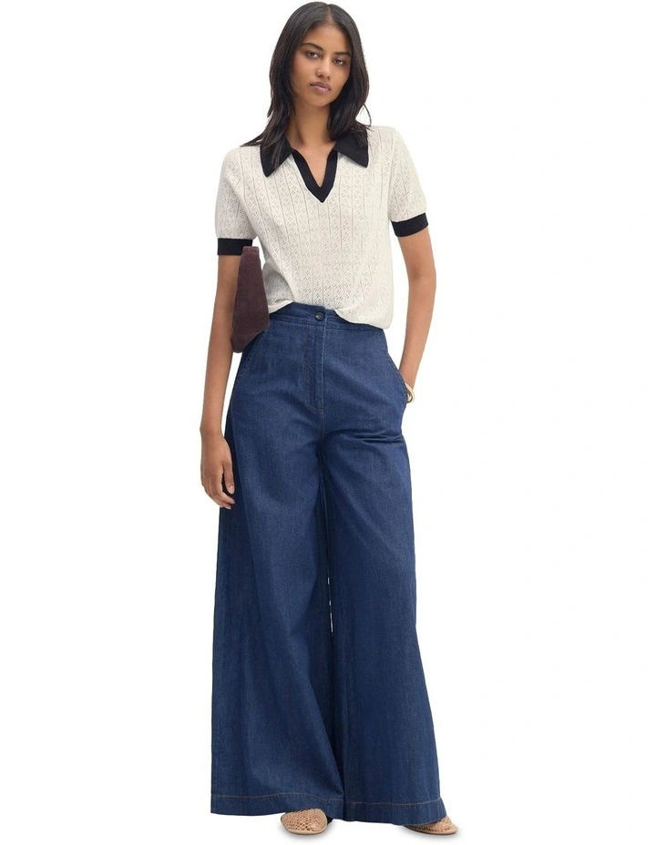 Aimee Pointelle Polo in Ecru image 1