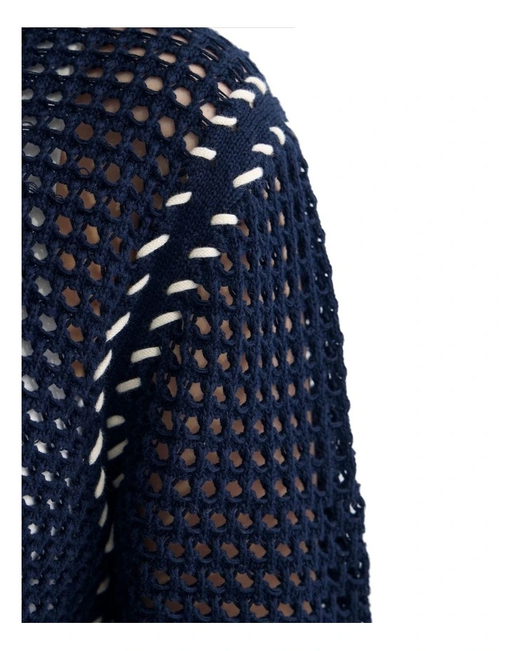 Gaby Cotton Crew Neck Knitted Jumper in Navy image 6