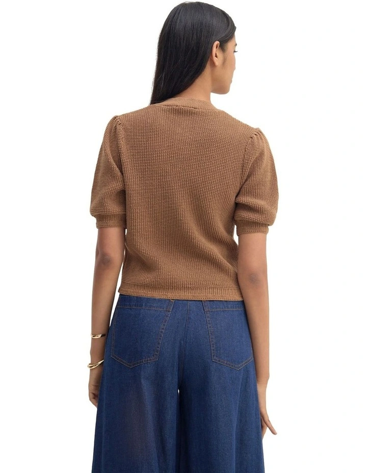 Eloise Cardigan Top in Mocha image 2