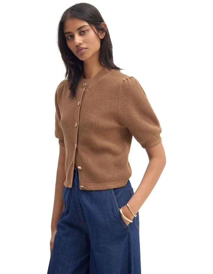 Eloise Cardigan Top in Mocha image 3