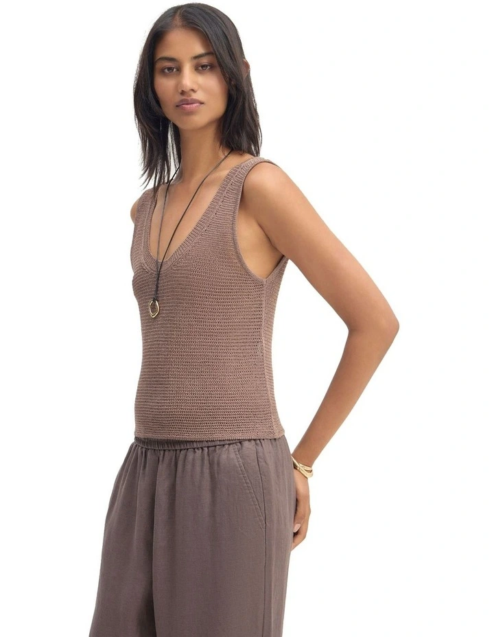 Romy Knitted Tank in Brown image 3
