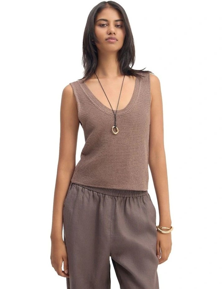 Romy Knitted Tank in Brown image 5