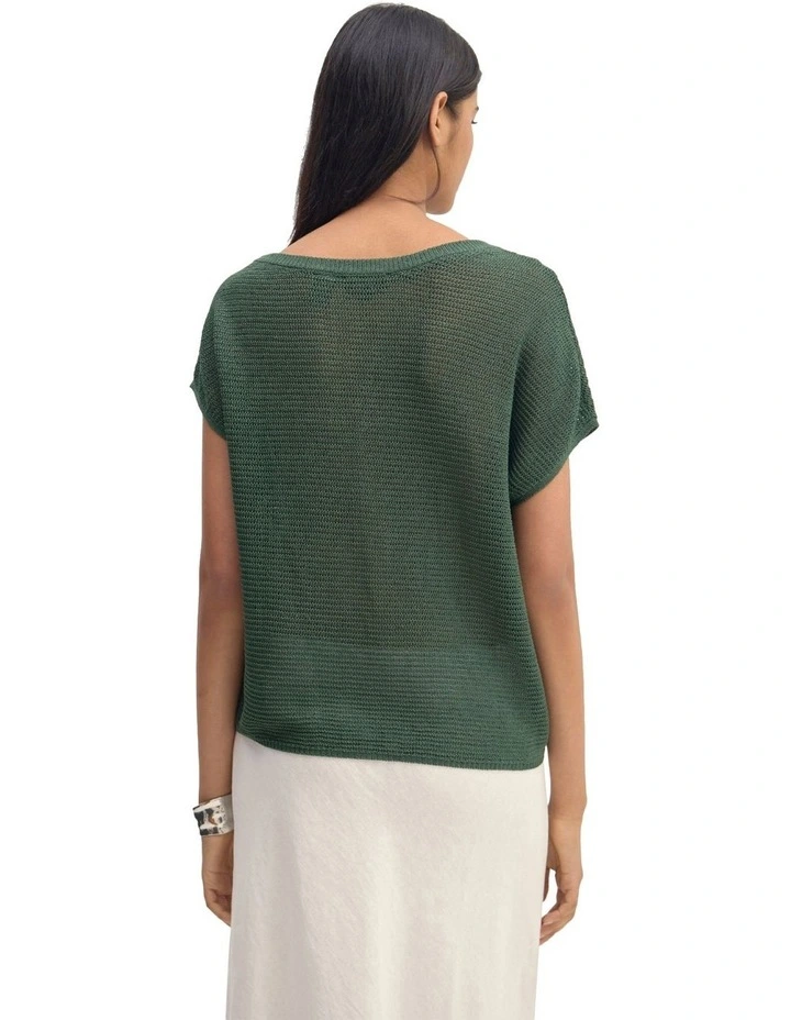 Selma Off Shoulder Tank Top in Olive image 2