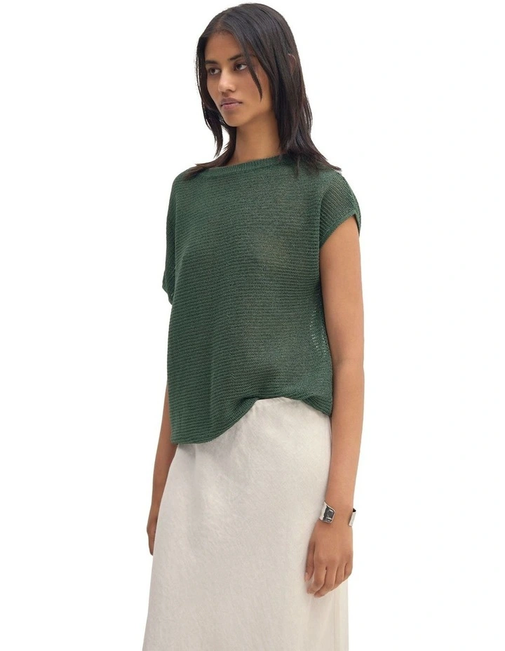 Selma Off Shoulder Tank Top in Olive image 3