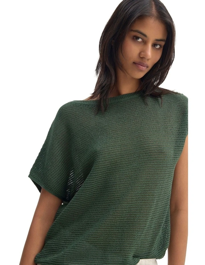 Selma Off Shoulder Tank Top in Olive image 4