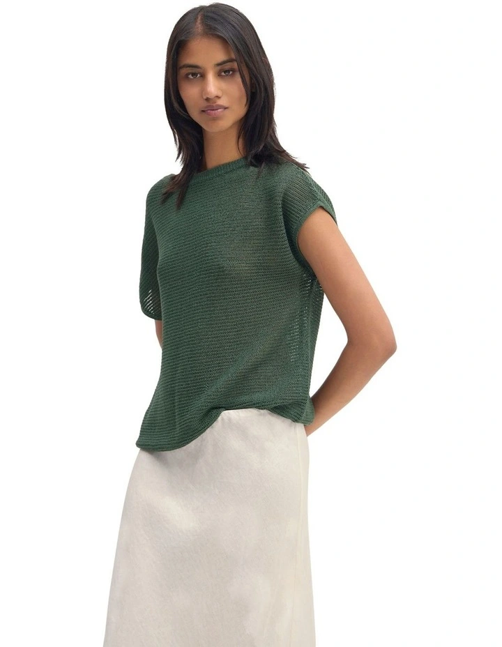 Selma Off Shoulder Tank Top in Olive image 5