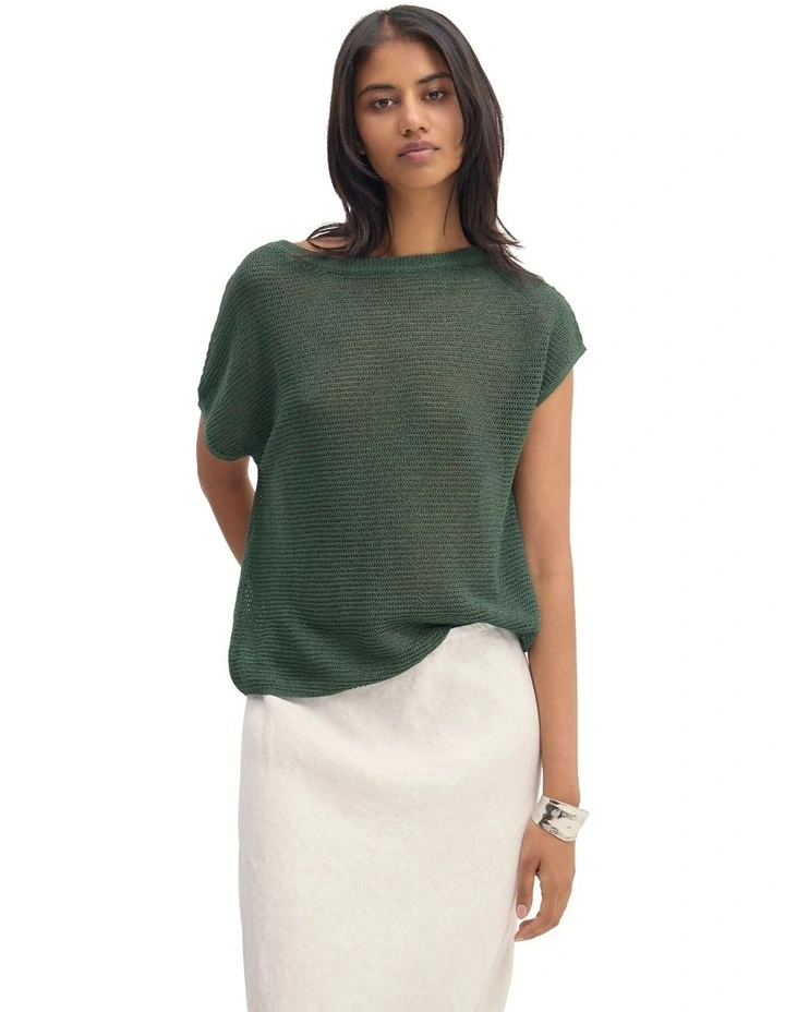 Selma Off Shoulder Tank Top in Olive image 7