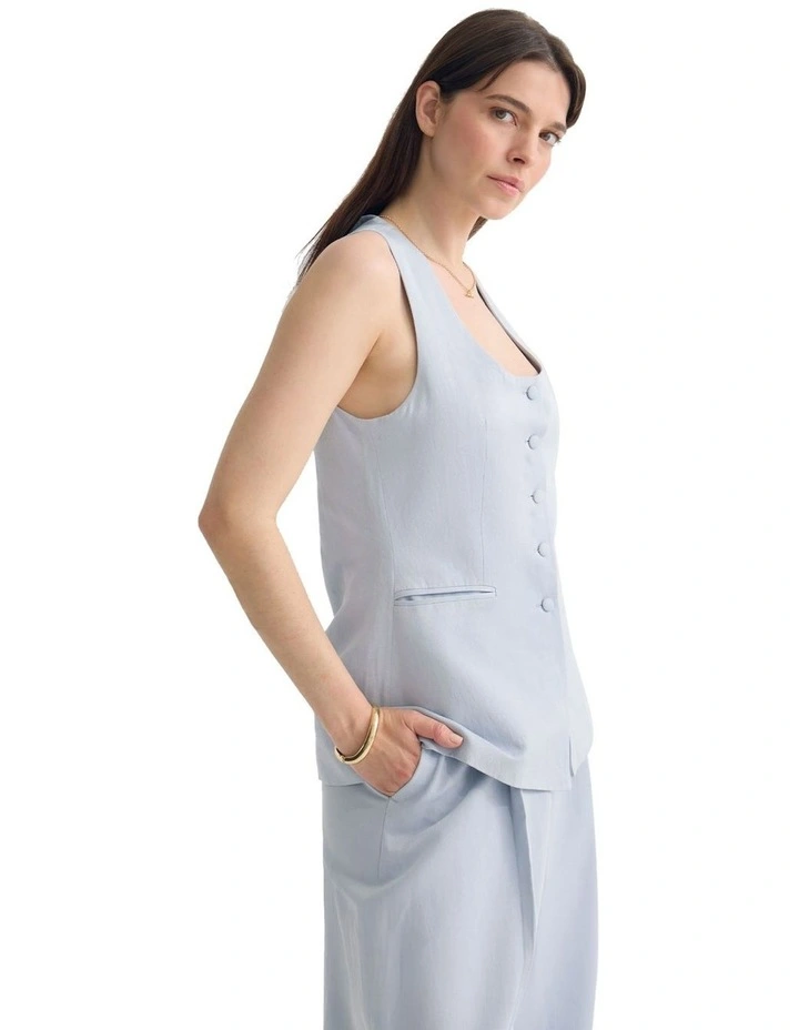 Paege Vest Top in Light Blue image 3