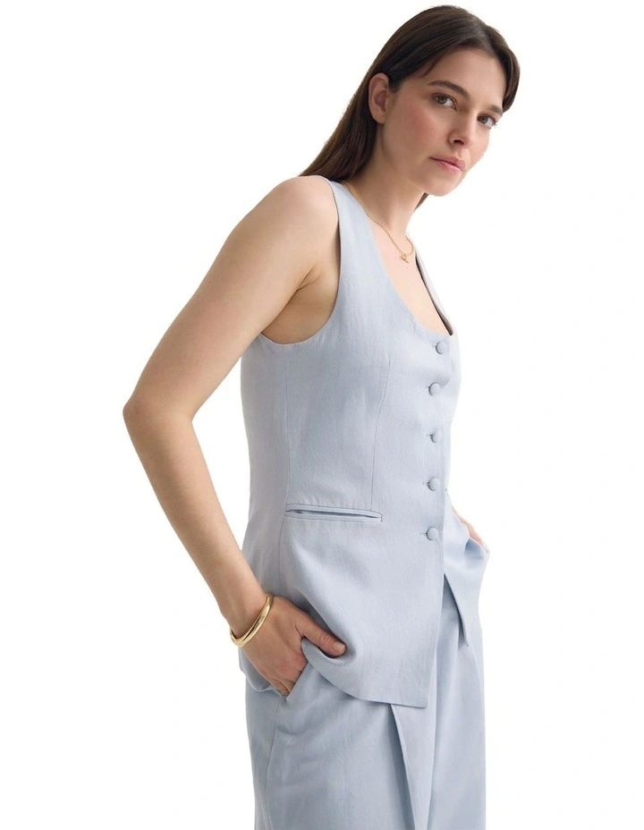 Paege Vest Top in Light Blue image 4