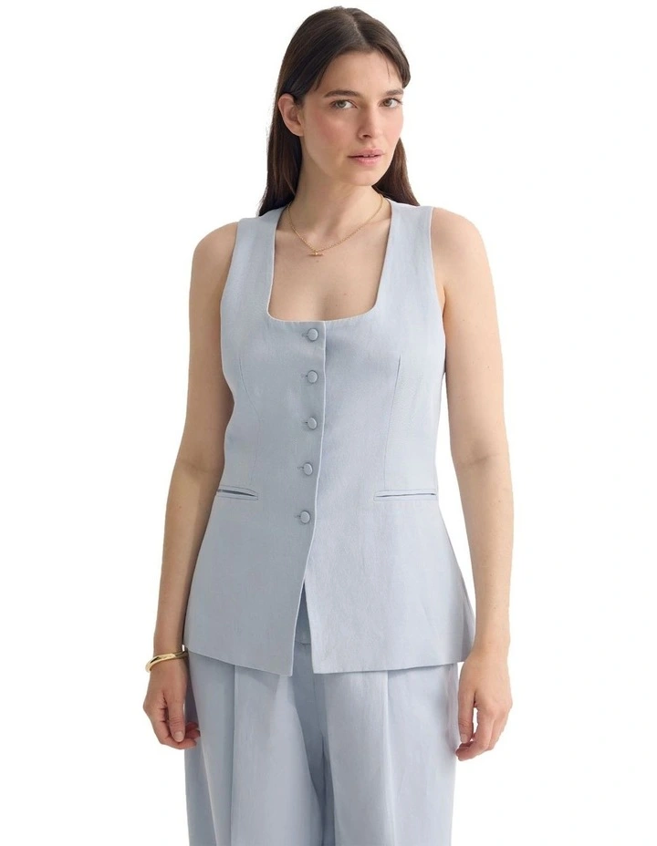 Paege Vest Top in Light Blue image 5